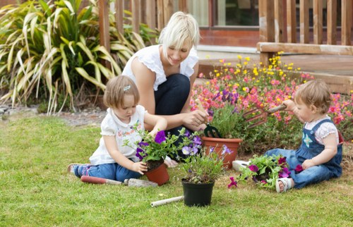 Landscapers working on a garden project